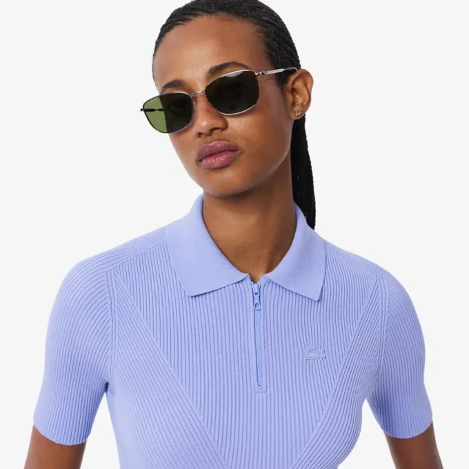 3D-geripptes Strick-Poloshirt für Damen 3D-geripptes Strick-Poloshirt für Damen