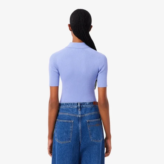 3D-geripptes Strick-Poloshirt für Damen 3D-geripptes Strick-Poloshirt für Damen