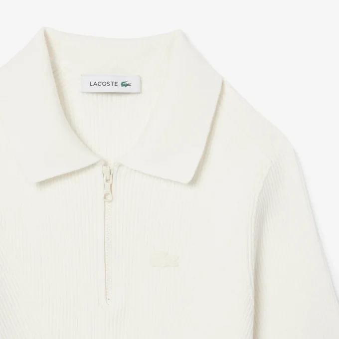 3D-geripptes Strick-Poloshirt für Damen 3D-geripptes Strick-Poloshirt für Damen
