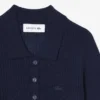 3D-Rippstrick-Poloshirt-Kragen-Pullover aus Merinowolle 3D-Rippstrick-Poloshirt-Kragen-Pullover aus Merinowolle