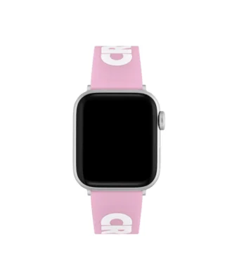 Apple Watch-Armband aus rosa Silikon mit Krokodil-Print