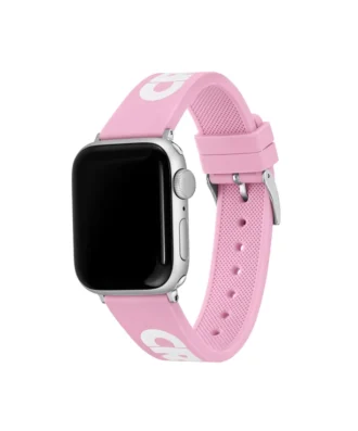 Apple Watch-Armband aus rosa Silikon mit Krokodil-Print