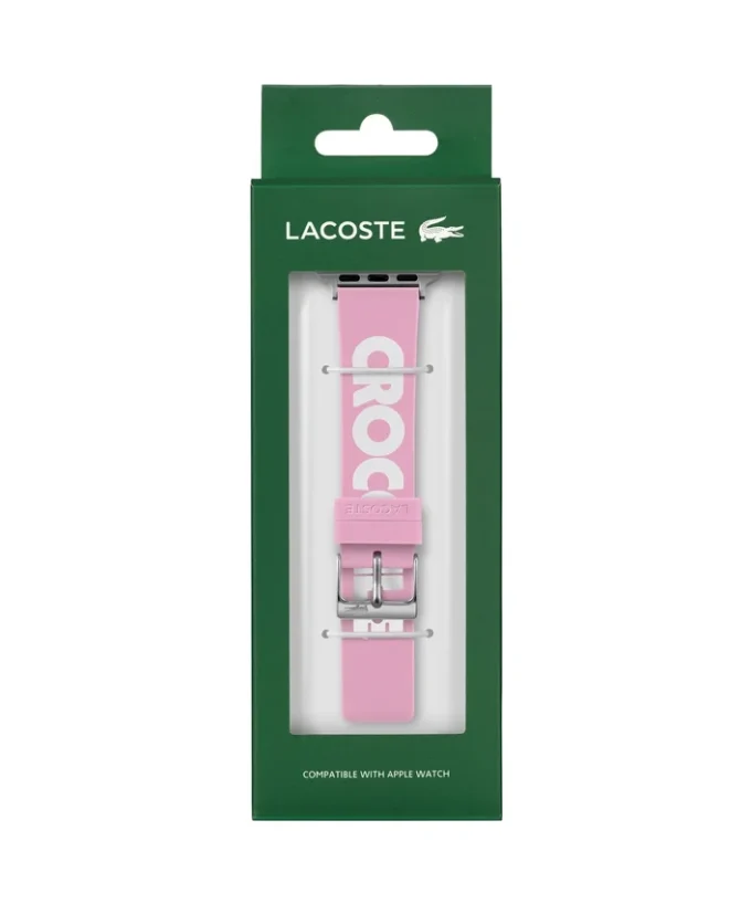 Apple Watch-Armband aus rosa Silikon mit Krokodil-Print