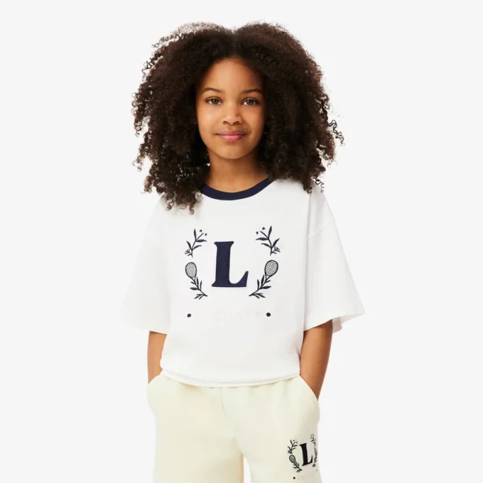 Baumwoll-T-Shirt mit Kontrast-Emblem Baumwoll-T-Shirt mit Kontrast-Emblem