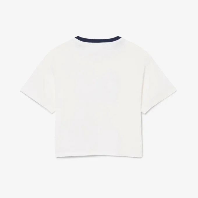 Baumwoll-T-Shirt mit Kontrast-Emblem Baumwoll-T-Shirt mit Kontrast-Emblem