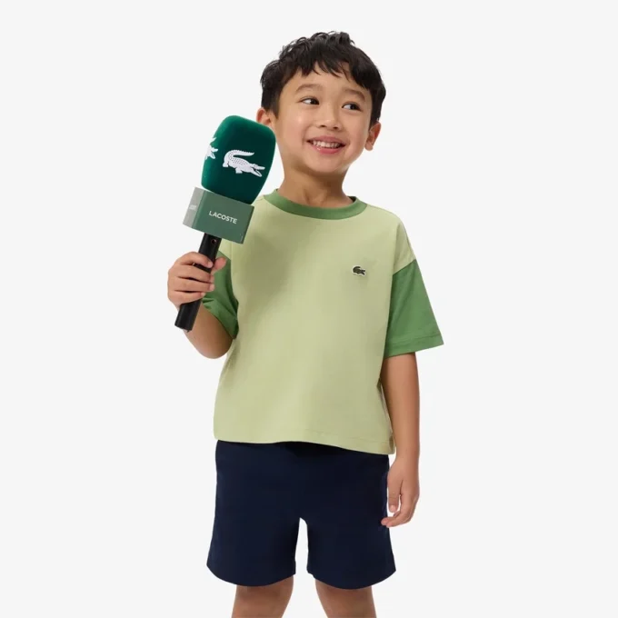 Baumwoll-T-Shirt mit Kontrastbesatz