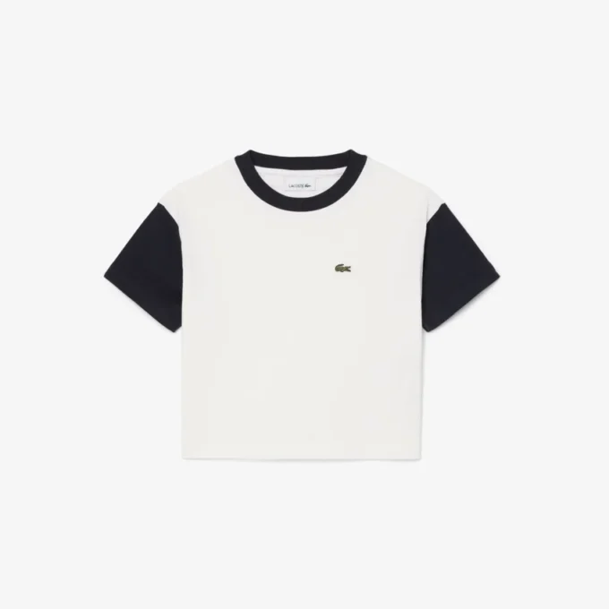 Baumwoll-T-Shirt mit Kontrastbesatz