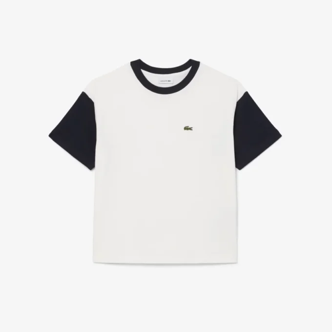 Baumwoll-T-Shirt mit Kontrastbesatz