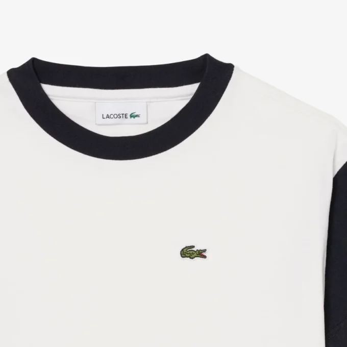 Baumwoll-T-Shirt mit Kontrastbesatz