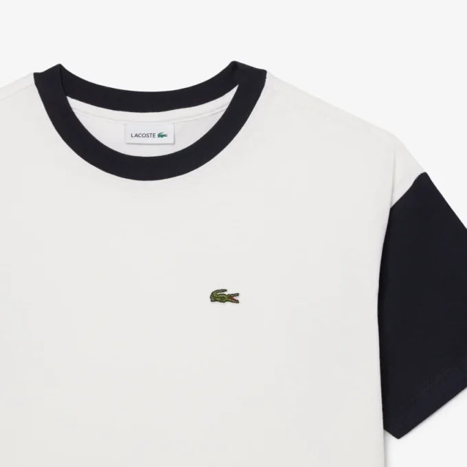 Baumwoll-T-Shirt mit Kontrastbesatz