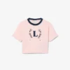 Baumwoll-T-Shirt mit kontrastierendem Emblem