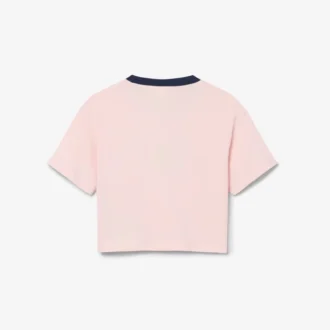Baumwoll-T-Shirt mit kontrastierendem Emblem