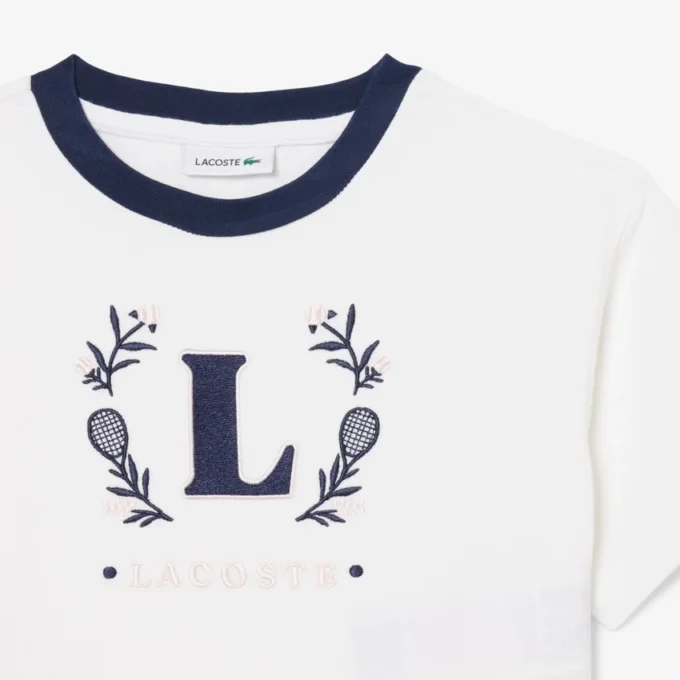 Baumwoll-T-Shirt mit kontrastierendem Emblem