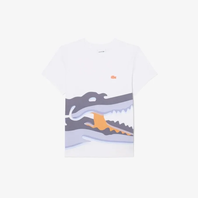 Baumwoll-T-Shirt mit Krokodil-Print