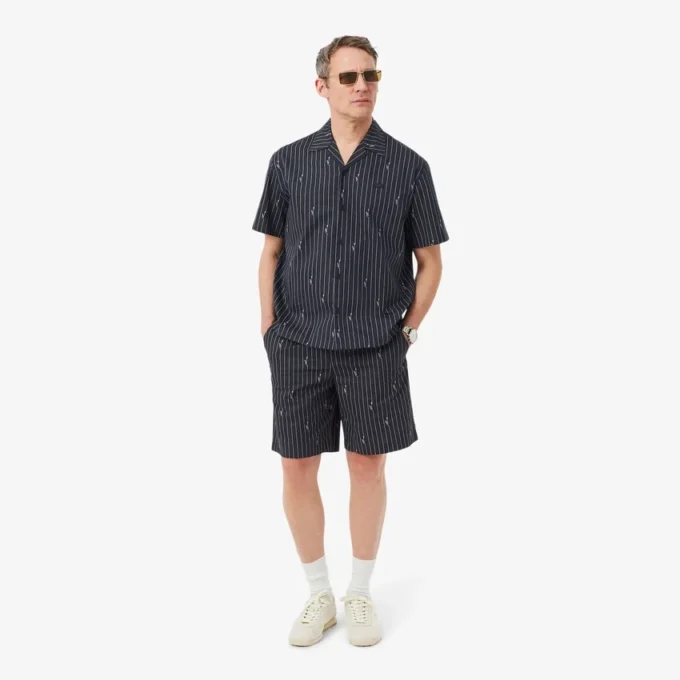 Baumwollshorts mit Krokodil-Print und Streifen Baumwollshorts mit Krokodil-Print und Streifen