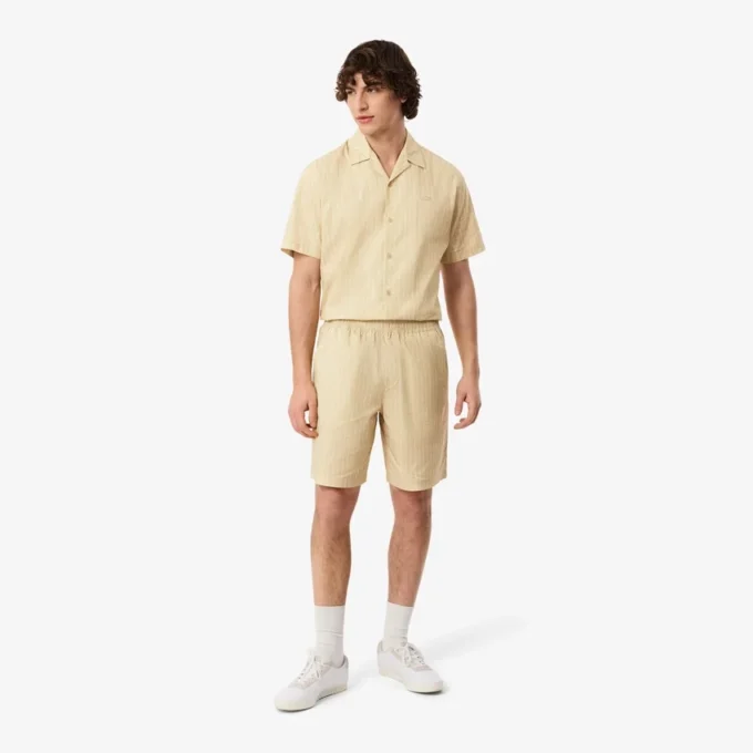 Baumwollshorts mit Krokodil-Print und Streifen Baumwollshorts mit Krokodil-Print und Streifen