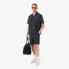 Baumwollshorts mit Krokodil-Print und Streifen Baumwollshorts mit Krokodil-Print und Streifen