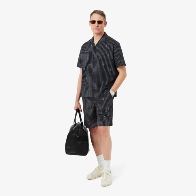 Baumwollshorts mit Krokodil-Print und Streifen Baumwollshorts mit Krokodil-Print und Streifen