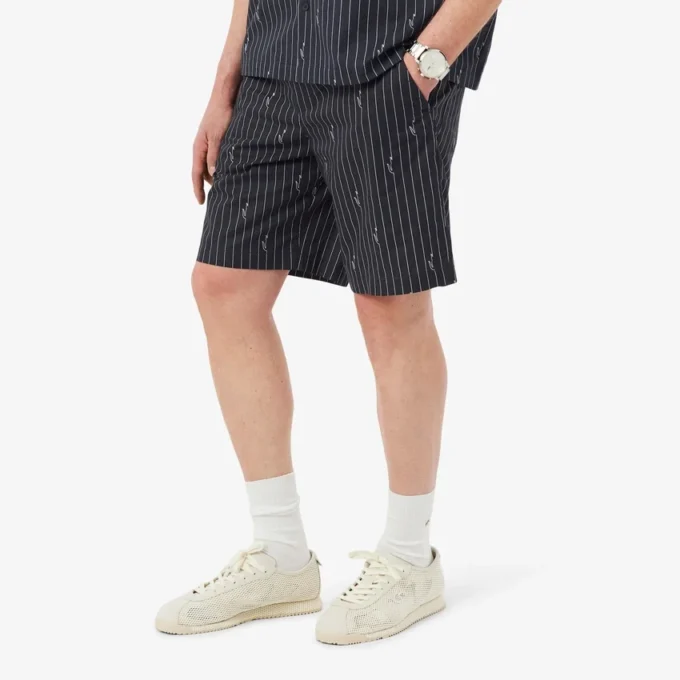 Baumwollshorts mit Krokodil-Print und Streifen Baumwollshorts mit Krokodil-Print und Streifen