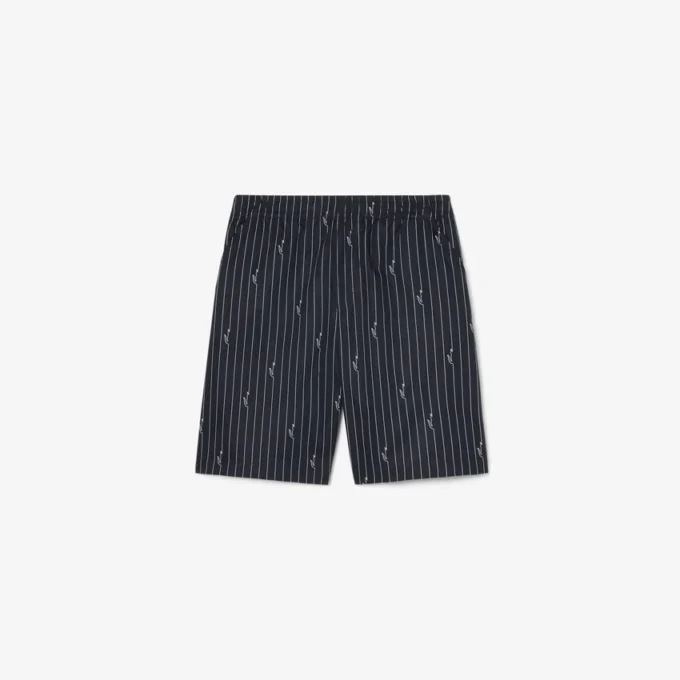 Baumwollshorts mit Krokodil-Print und Streifen Baumwollshorts mit Krokodil-Print und Streifen