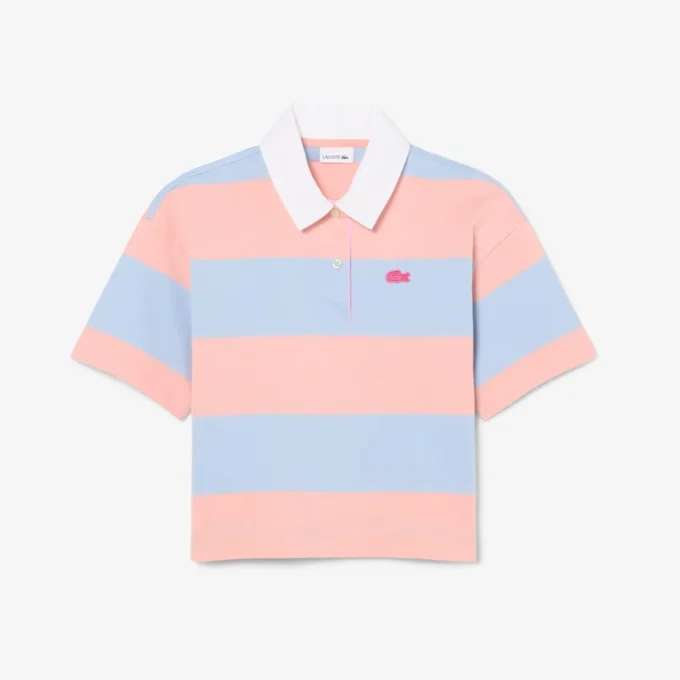 Übergroßes gestreiftes Rugby-Poloshirt aus Baumwolle Übergroßes gestreiftes Rugby-Poloshirt aus Baumwolle