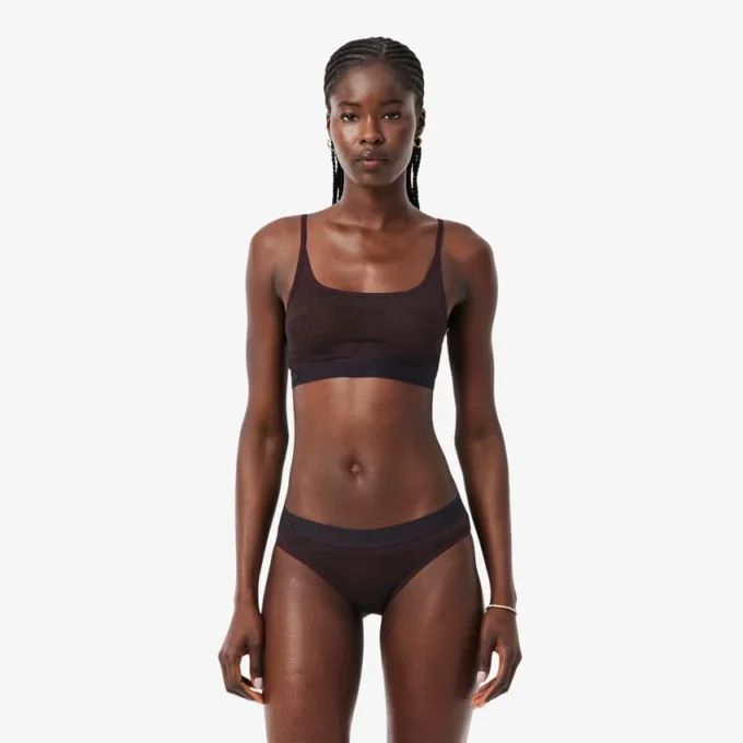 Bralette aus Mesh mit Krokodil-Akzent Bralette aus Mesh mit Krokodil-Akzent