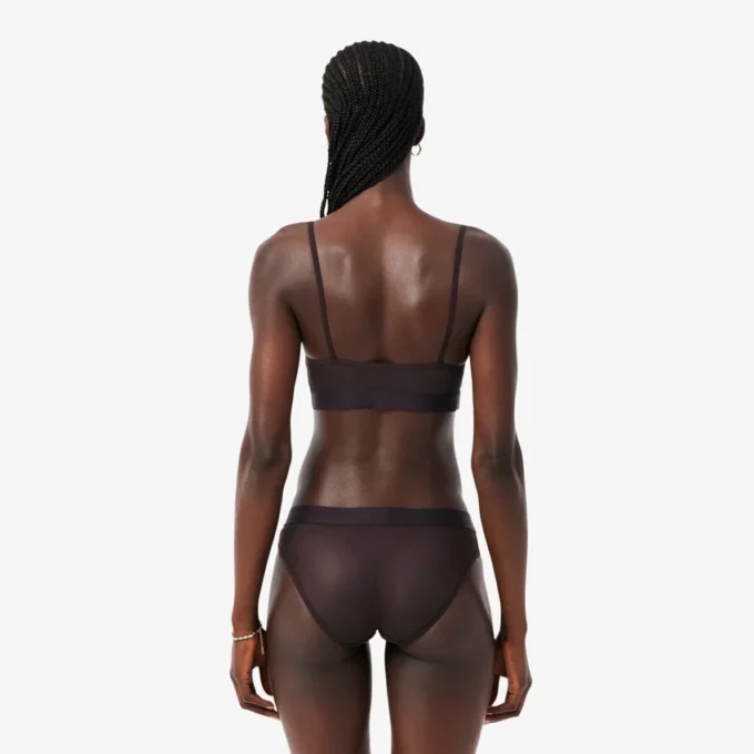 Bralette aus Mesh mit Krokodil-Akzent Bralette aus Mesh mit Krokodil-Akzent
