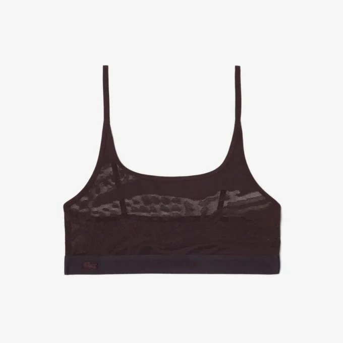 Bralette aus Mesh mit Krokodil-Akzent Bralette aus Mesh mit Krokodil-Akzent