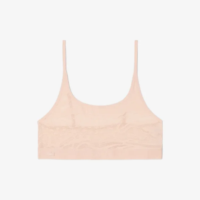 Bralette aus Mesh mit Krokodil-Akzent Bralette aus Mesh mit Krokodil-Akzent
