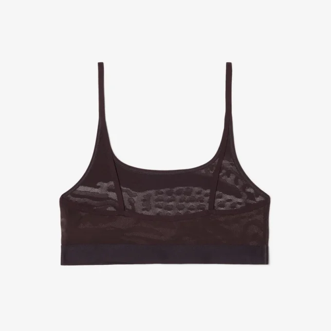 Bralette aus Mesh mit Krokodil-Akzent Bralette aus Mesh mit Krokodil-Akzent