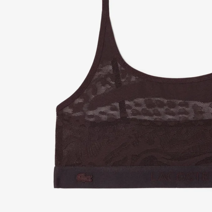 Bralette aus Mesh mit Krokodil-Akzent Bralette aus Mesh mit Krokodil-Akzent