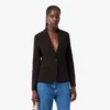 Damen-Blazer aus Wolle mit gesticktem Logo und schmaler Passform Damen-Blazer aus Wolle mit gesticktem Logo und schmaler Passform