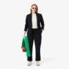 Damen-Blazer aus Wolle mit gesticktem Logo und schmaler Passform Damen-Blazer aus Wolle mit gesticktem Logo und schmaler Passform