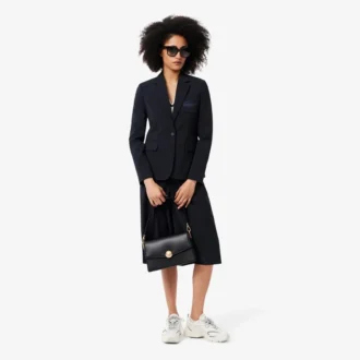 Damen-Blazer aus Wolle mit gesticktem Logo und schmaler Passform