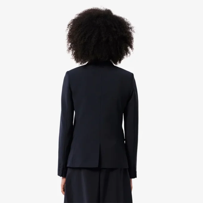 Damen-Blazer aus Wolle mit gesticktem Logo und schmaler Passform Damen-Blazer aus Wolle mit gesticktem Logo und schmaler Passform