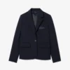Damen-Blazer aus Wolle mit gesticktem Logo und schmaler Passform Damen-Blazer aus Wolle mit gesticktem Logo und schmaler Passform