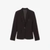 Damen-Blazer aus Wolle mit gesticktem Logo und schmaler Passform Damen-Blazer aus Wolle mit gesticktem Logo und schmaler Passform