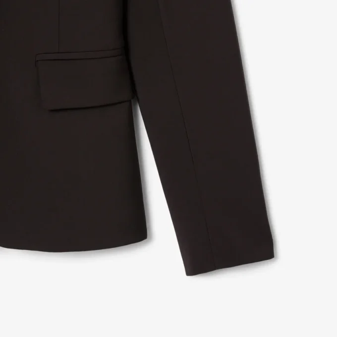 Damen-Blazer aus Wolle mit gesticktem Logo und schmaler Passform Damen-Blazer aus Wolle mit gesticktem Logo und schmaler Passform