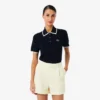 Damen-Golfpullover mit Polokragen und kurzen Ärmeln Damen-Golfpullover mit Polokragen und kurzen Ärmeln