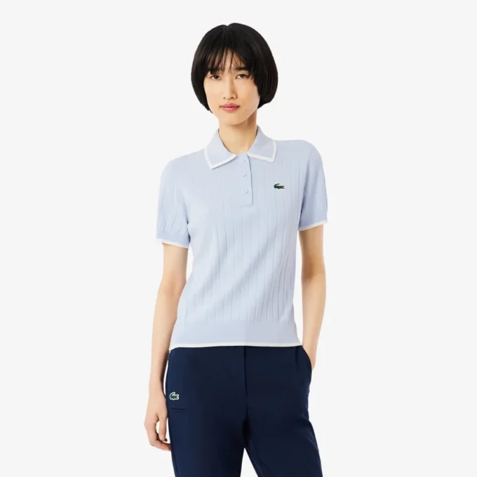 Damen-Golfpullover mit Polokragen und kurzen Ärmeln Damen-Golfpullover mit Polokragen und kurzen Ärmeln