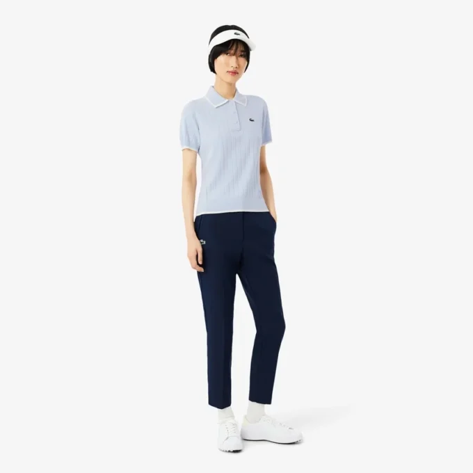 Damen-Golfpullover mit Polokragen und kurzen Ärmeln Damen-Golfpullover mit Polokragen und kurzen Ärmeln