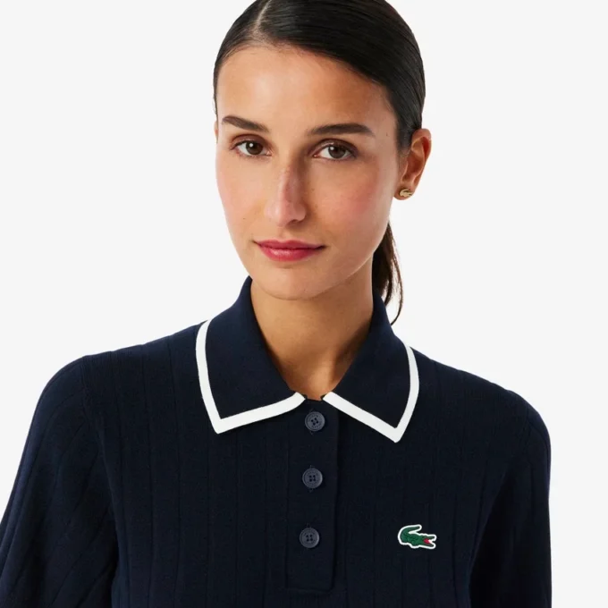 Damen-Golfpullover mit Polokragen und kurzen Ärmeln Damen-Golfpullover mit Polokragen und kurzen Ärmeln