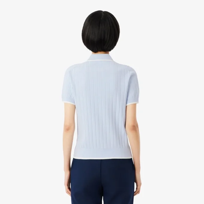 Damen-Golfpullover mit Polokragen und kurzen Ärmeln Damen-Golfpullover mit Polokragen und kurzen Ärmeln