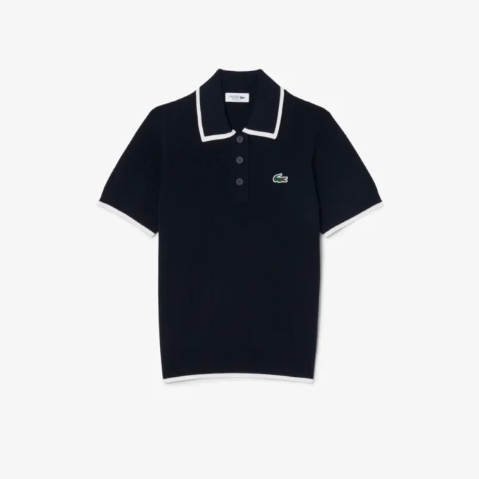 Damen-Golfpullover mit Polokragen und kurzen Ärmeln Damen-Golfpullover mit Polokragen und kurzen Ärmeln