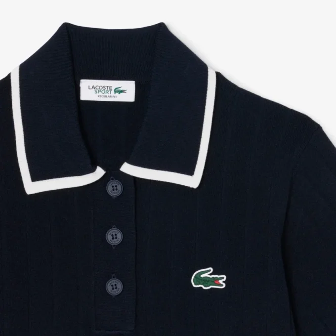Damen-Golfpullover mit Polokragen und kurzen Ärmeln Damen-Golfpullover mit Polokragen und kurzen Ärmeln
