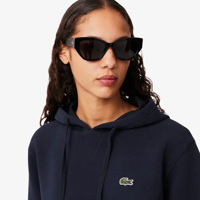 Damen-Hoodie mit lockerer Passform aus Piqué Damen-Hoodie mit lockerer Passform aus Piqué