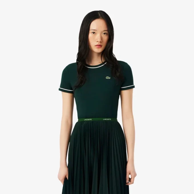 Damen-Jersey-T-Shirt mit Kontrastbesatz Damen-Jersey-T-Shirt mit Kontrastbesatz