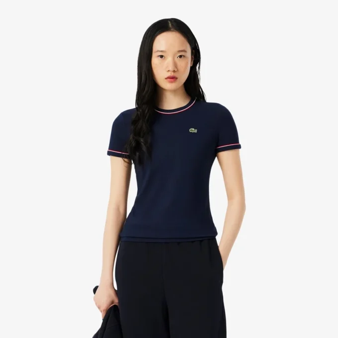 Damen-Jersey-T-Shirt mit Kontrastbesatz Damen-Jersey-T-Shirt mit Kontrastbesatz