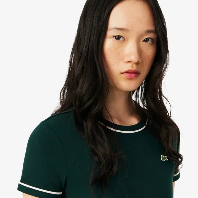 Damen-Jersey-T-Shirt mit Kontrastbesatz Damen-Jersey-T-Shirt mit Kontrastbesatz