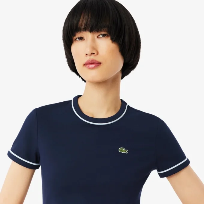 Damen-Jersey-T-Shirt mit Kontrastbesatz Damen-Jersey-T-Shirt mit Kontrastbesatz